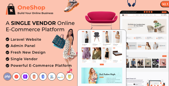 OneShop - Single Vendor Online eCommerce Laravel Website Platform