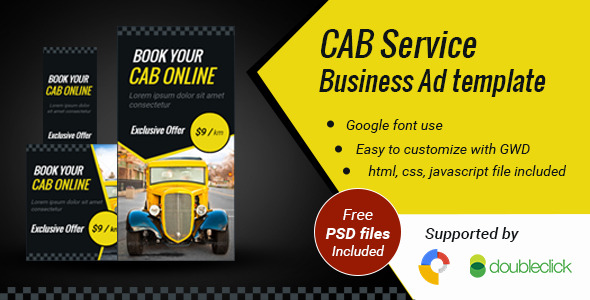 Cab Service | HTML5 Google Banner Ad 01