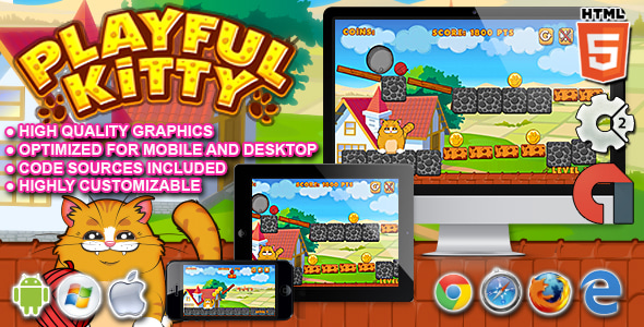 Playful Kitty - HTML5 Construct 2 Game