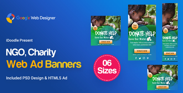 C34 - NGO, Charity Banners HTML5 Ad - GWD & PSD