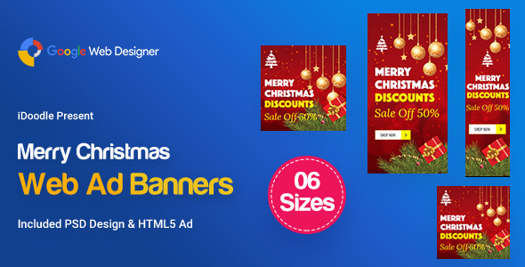 C82 - Merry Christmas Banners HTML5 Ad (GWD & PSD)