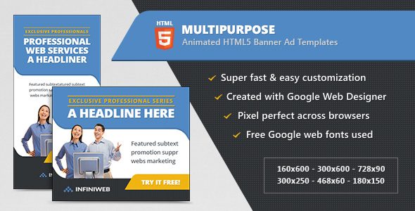 HTML5 Multipurpose Banner Ad Templates