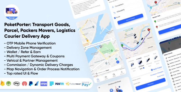 PoketPorter: Transport Goods, Parcel, Packers Movers, Logistics & Courier Delivery App Full Solution