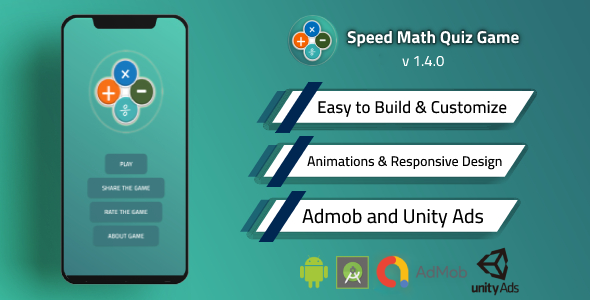 Fast Math Quiz Game Source Code with Admob and Unity