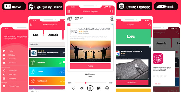 PRO Offline MP3 Musics & Ringtones - Admob Native Ads