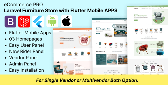 eCommerce PRO - Furniture Store Script and Flutter Mobile APPS Bundle