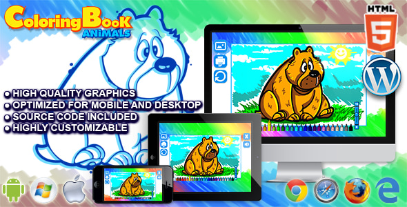 Html5 Coloring Book : Animals - HTML5 Game