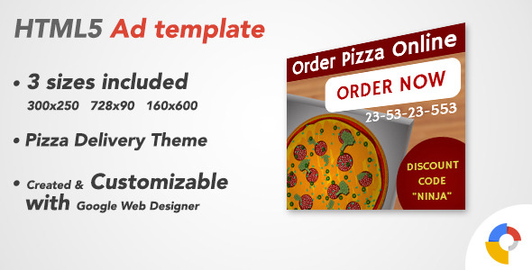 Ad HTML5 Template | Pizza Delivery Service