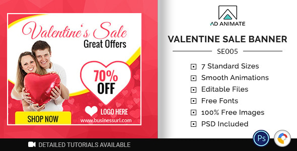 Shopping & E-commerce | Valentine Sale Banner (SE005)