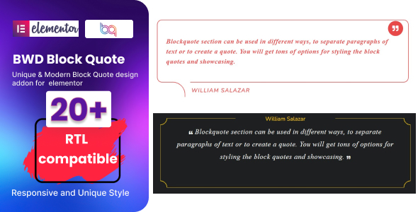 Block Quote addon for elementor