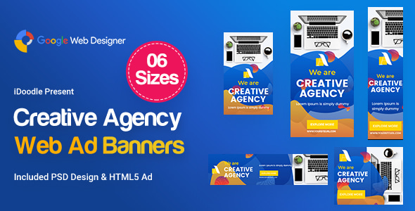 Creative, Startup Agency Banners HTML5 - GWD & PSD