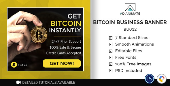 Business Banner | Bitcoin / Cryptocurrency Template (BU012)