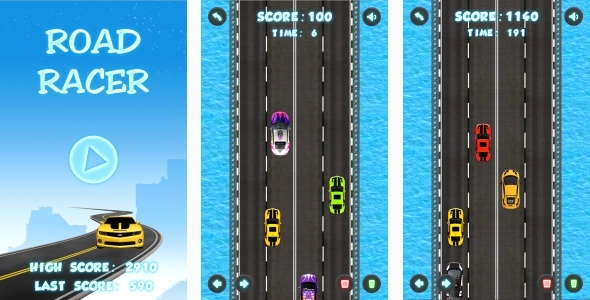 Road Racer - HTML5 Game + Mobile + AdMob (Construct 3 | Construct 2 | Capx)