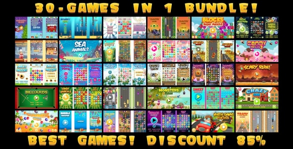 30 HTML5 GAMES IN 1 SUPER BUNDLE! (Construct 3 | Construct 2 | Capx)