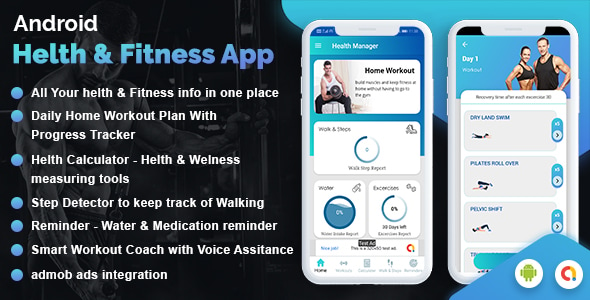 Workout Manager & Health Calculator for Fitness ( Water medicine reminder & pedometer )