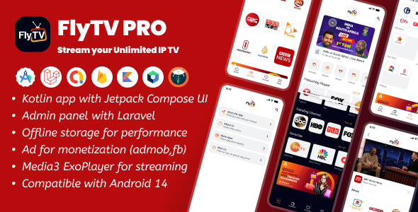 Fly TV | Multi Channel IP TV Streaming App