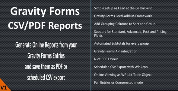 Gravity Forms CSV/PDF Reports