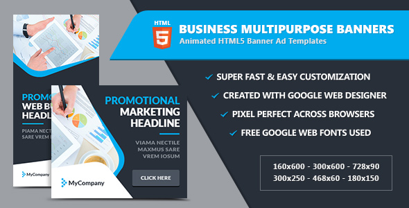 Business Banner Ads / Multipurpose - HTML5 GWD