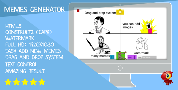 Memes generator - HTML5. Construct2 (.capx)