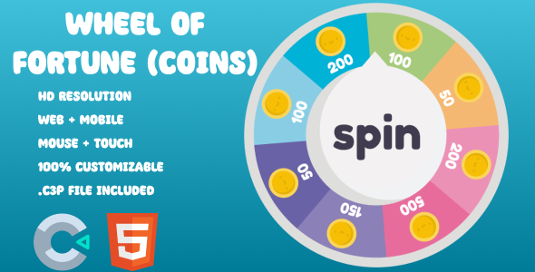 Wheel of Fortune (Coins). HTML5/Construct 3. Web and Mobile ready