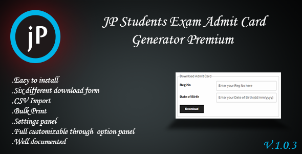 JP Students Exam Admit Card Generator Premium