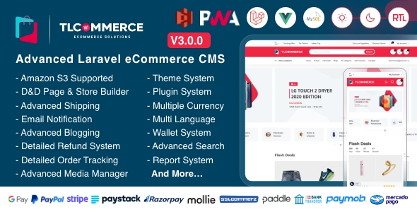 TLCommerce | Laravel & VueJS Powered Ecommerce CMS with PWA