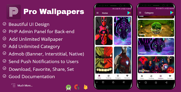 Pro Wallpapers Android App with Admin Panel