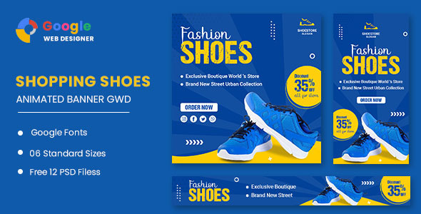 Fashion Shoes Product HTML5 Banner Ads GWD