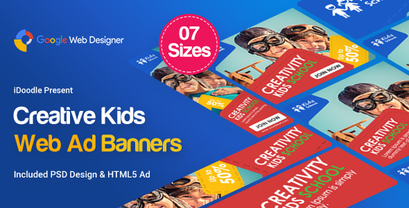 Kids Creative & School Banners Ad - Google Web Designer