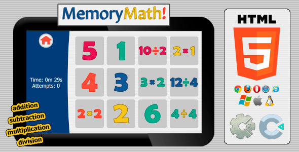 MemMath! - HTML5 Educational Game