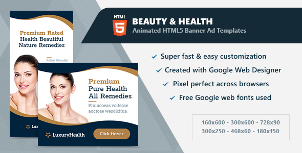 HTML5 Animated Banner Ads - Beauty & Health (GWD)