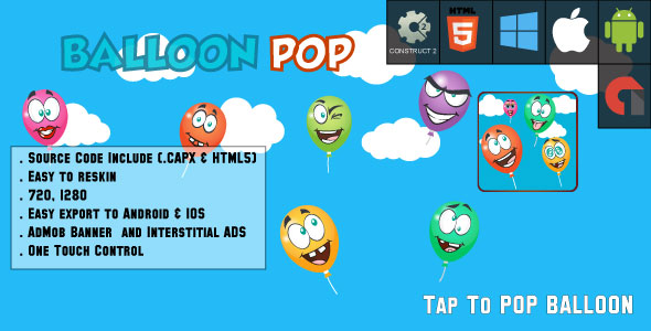 Balloon Pop - HTML5 Game - Android & IOS + AdMob (CAPX)