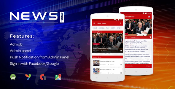 Newstoday - A news android app with admin panel