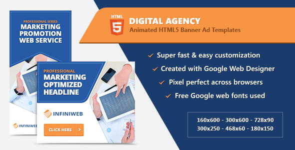 HTML5 Animated Banner Ads - Digital Agency (GWD)