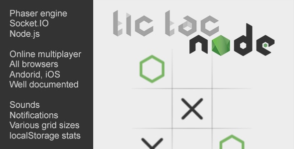Tic Tac Node - Online multiplayer with Cordova Andorid/iOS (Node.js, Socket.IO, Phaser engine)