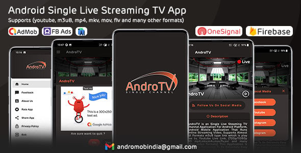 AndroTV - Android Single TV App (Live Streaming) with Admob & FAN