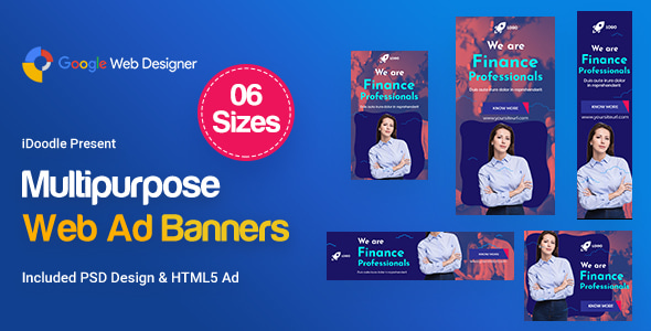 Multi-Purpose Banners HTML5 D70 - GWD & PSD