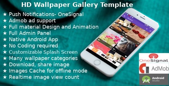 Wallpaper Gallery Template for Android with admob and push notification