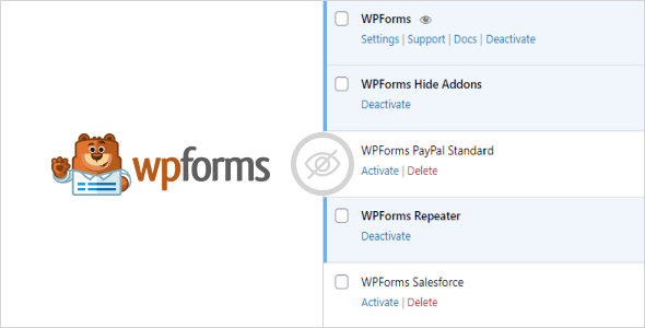 WPForms Hide Addons