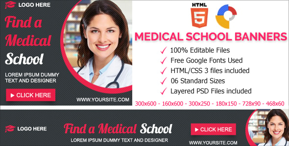 Medical School Animated HTML5 Banner Ads (GWD)