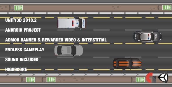 2D Race Game (UNITY3D 2018.2 + Admob Banner & Rewarded Video