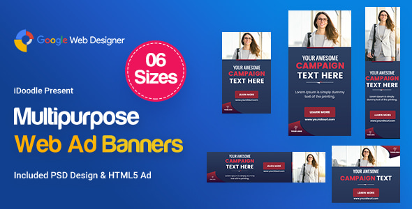 Multi-Purpose Banners HTML5 D59 Ad - GWD & PSD