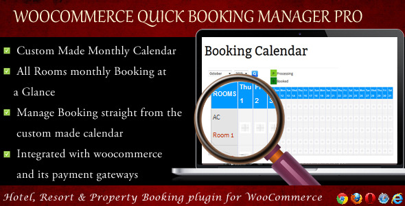 WooCommerce Quick Resort & Hotel Booking Calendar