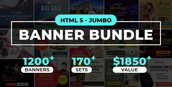 HTML5 Jumbo Banner Bundle - Most Popular 170+ Banner Sets designed in Google Web Designer