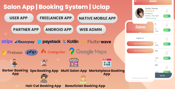 Barber Booking |Booking System | Uclap | On Demand Home Service | Salon | Beauty Salons | Spa | App