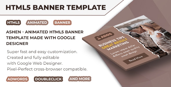 Ashen - HTML5 Animated Banner Ads Template GWD V5