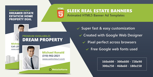 HTML5 Ads - Sleek Real Estate Banner Templates