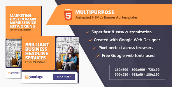 Multipurpose HTML5 Banner Templates | Animated Ads Google