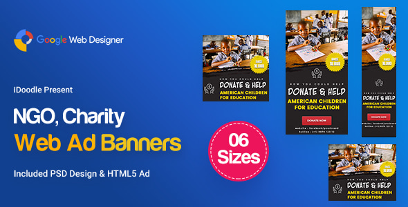 C35 - NGO, Charity Banners HTML5 Ad - GWD & PSD