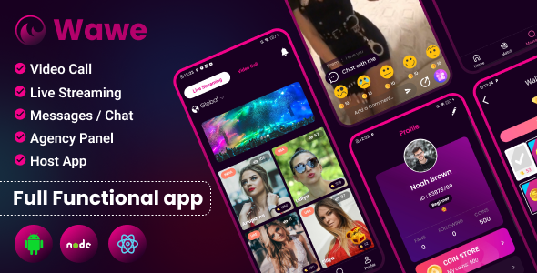 Wawe - Video call, Live streaming, Chat | Host based app with Admin panel & Agency Panel